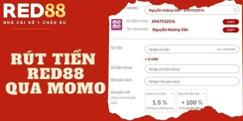 Rút tiền Red88 về ví điện tử Momo